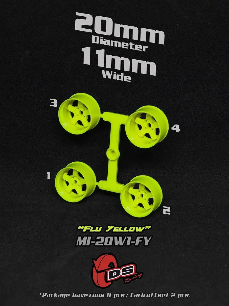Jantes Jaune Fluo Mini Z W - 20mm - 11mm