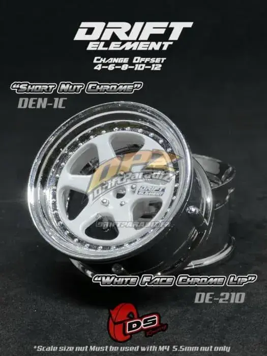 Jantes réglables Drift Element II Blanche/Chromes/visserie Chrome