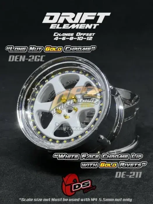 Jantes réglables Drift Element II Blanche/Chromes/visserie Or