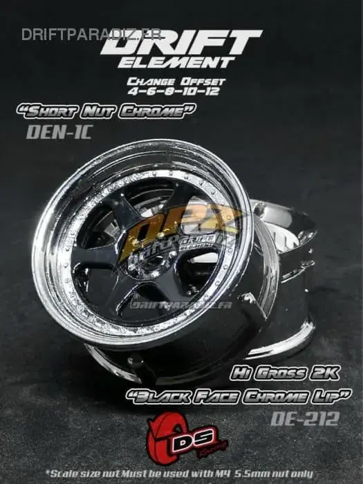 Jantes réglables Drift Element II Chrome/Noir/visserie Chrome