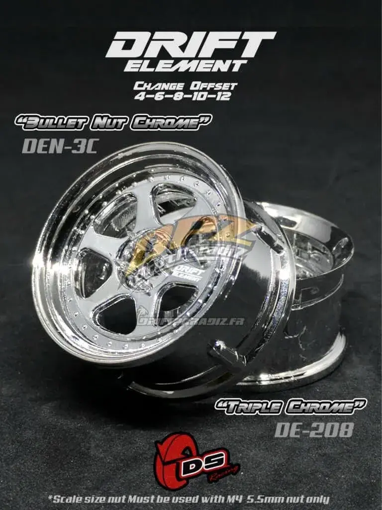 Jantes réglables Drift Element II Chromes/Chromes/visserie Chrome