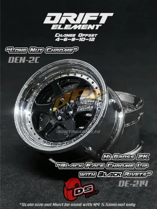 Jantes réglables Drift Element II Noir/Chromes/visserie Noire