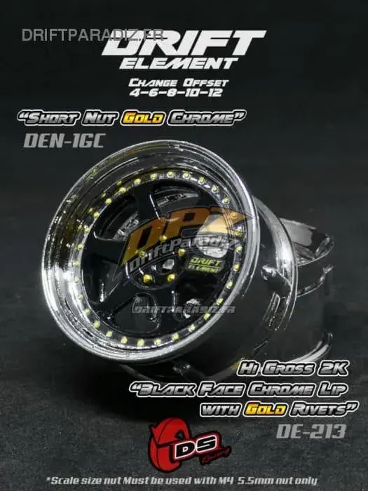 Jantes réglables Drift Element II Noir/Chromes/visserie Or