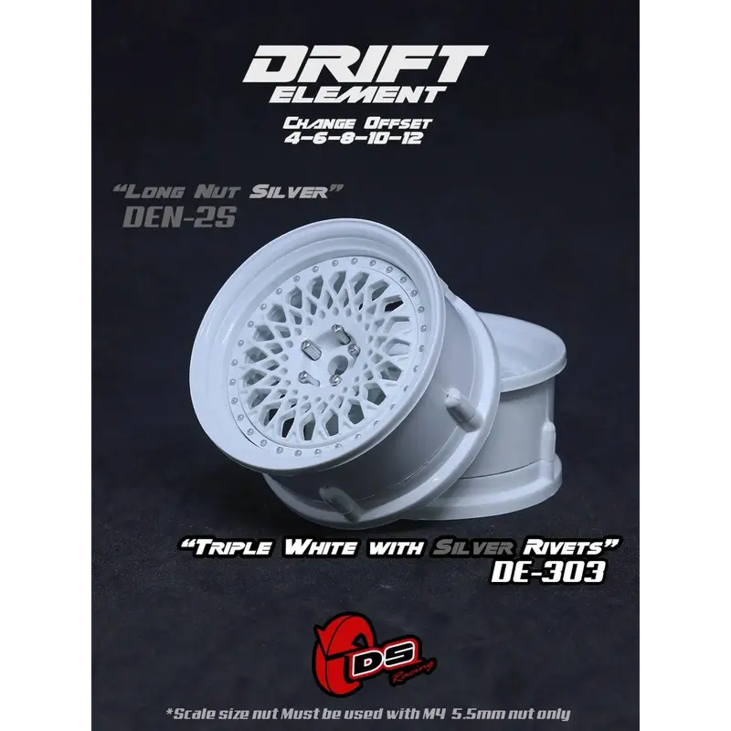 Jantes réglables Drift Element Mesh Blanches/Rivets gris