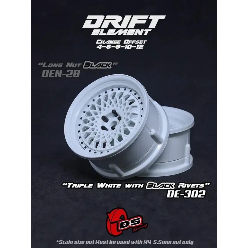 Jantes réglables Drift Element Mesh Blanches/Rivets noir