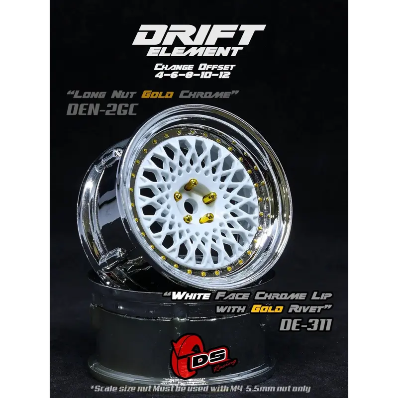 Jantes réglables Drift Element Mesh Blanches/Rivets Or