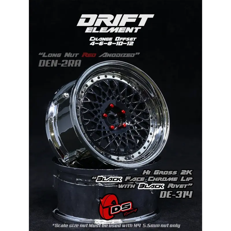 Jantes réglables Drift Element Mesh Noires/Rivets Noirs