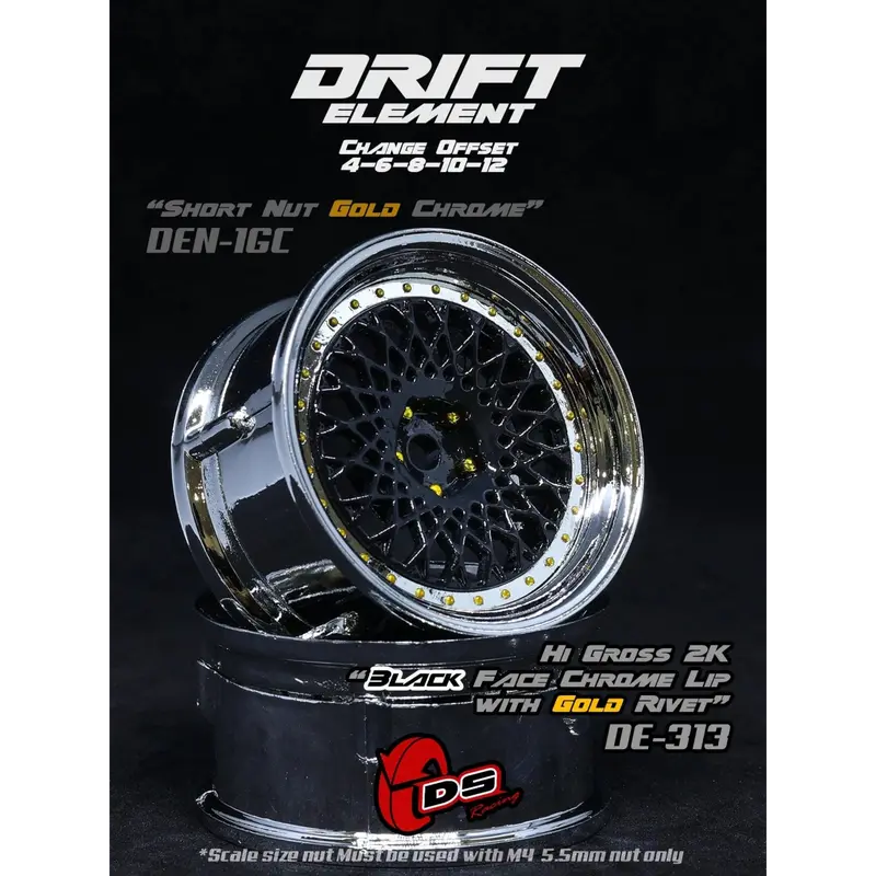 Jantes réglables Drift Element Mesh Noires/Rivets Or