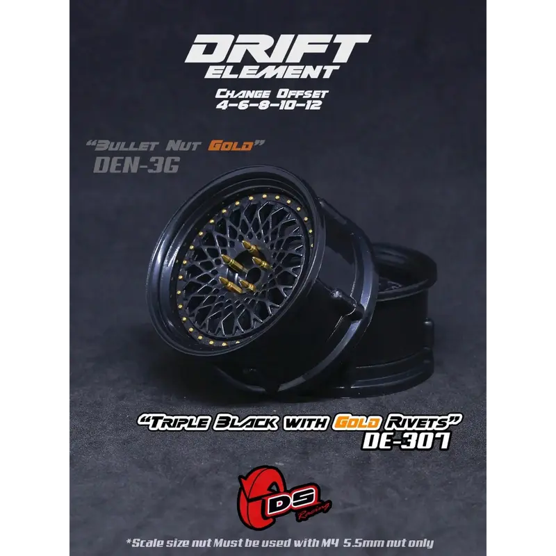 Jantes réglables Drift Element Mesh Noires/rivets Or