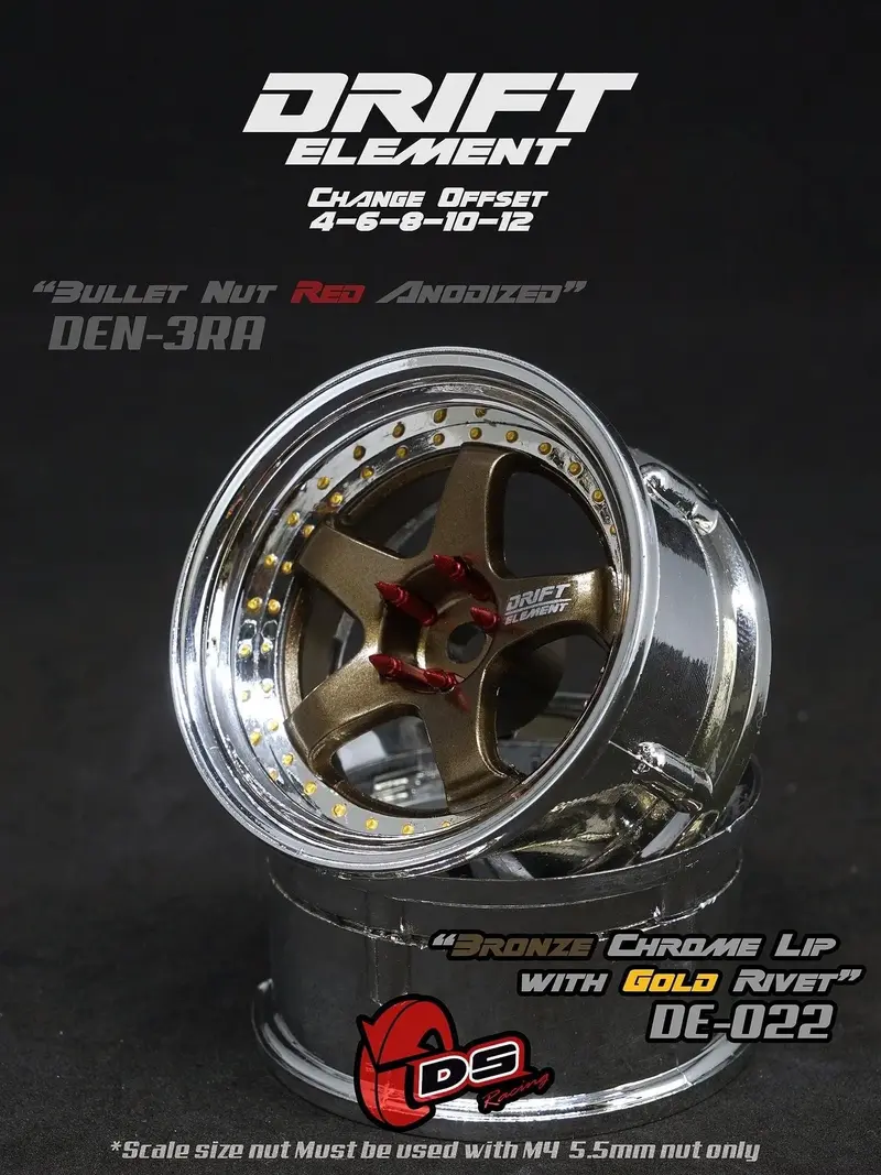 Jantes réglables Drift Elements Bronze/Chrome/visserie Or