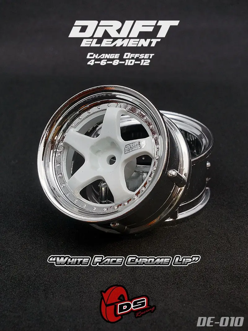 Jantes réglables Drift Elements Chromes/Blanches/visserie Chrome