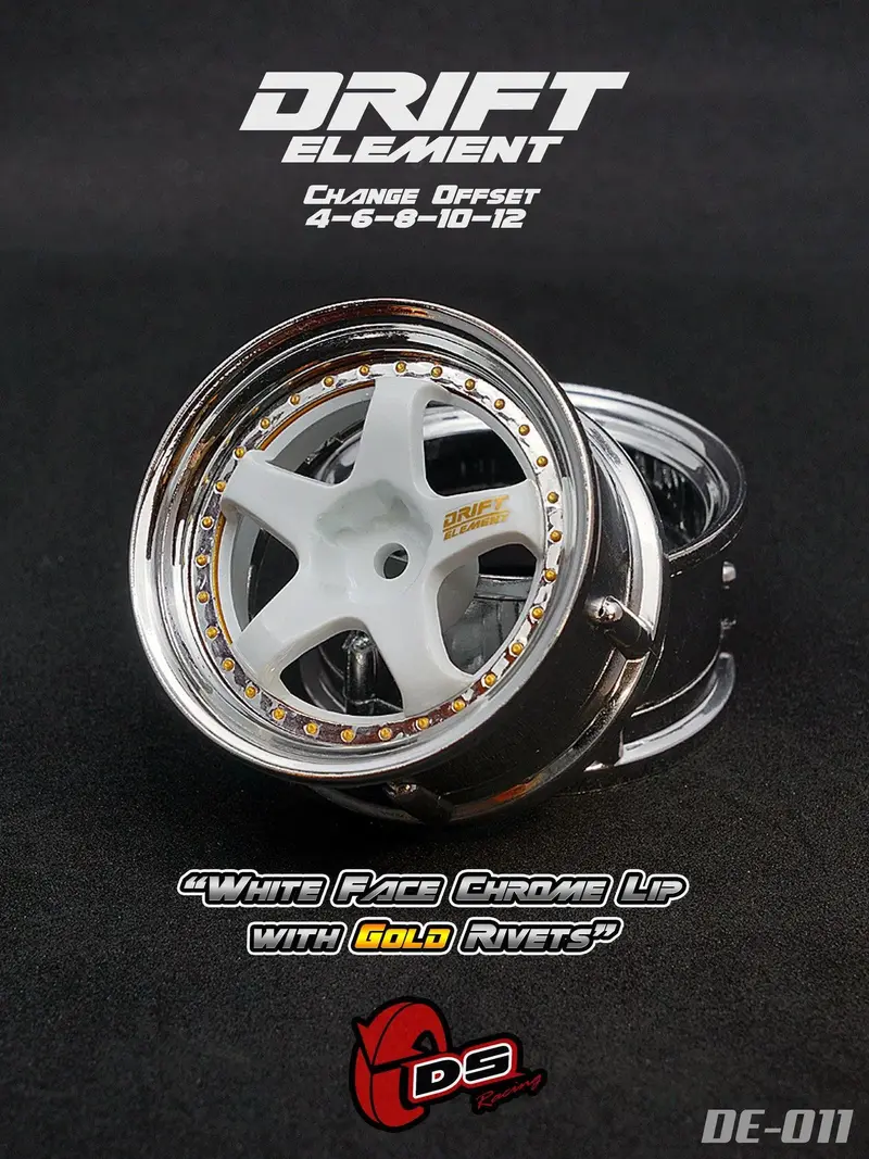 Jantes réglables Drift Elements Chromes/Blanches/visserie or