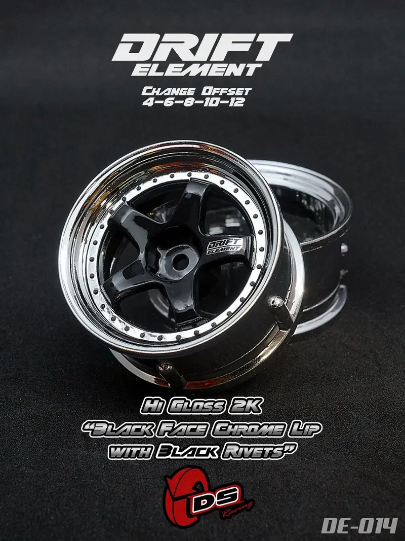 Jantes réglables Drift Elements Chromes/noires/visserie noire