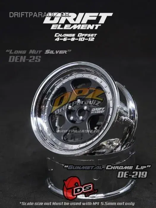 Jantes réglables Drift Elements Gun Metal/Chrome/visserie Chrome