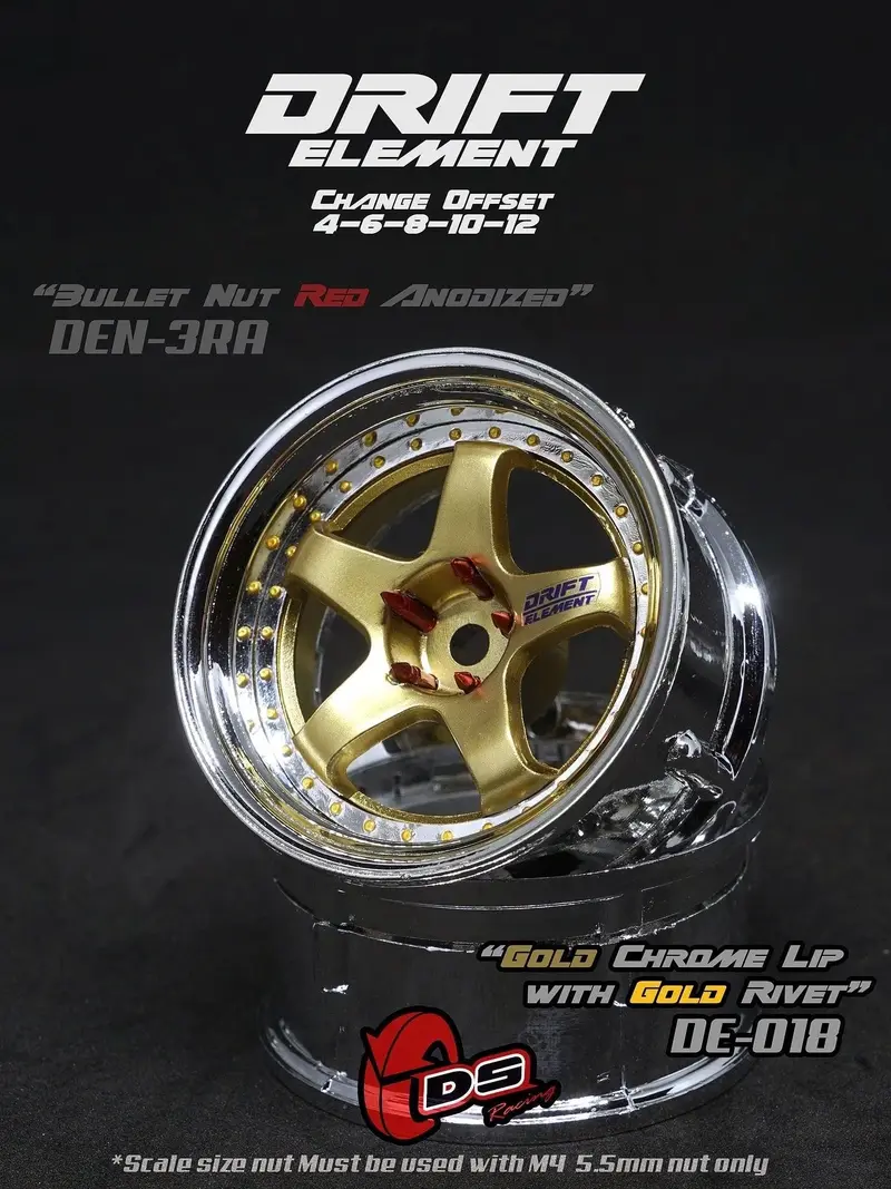 Jantes réglables Drift Elements Or/Chrome/visserie Or