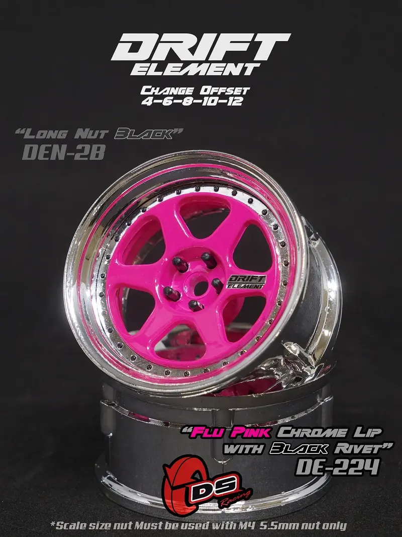 Jantes réglables Drift Elements Rose/Chrome/Noir