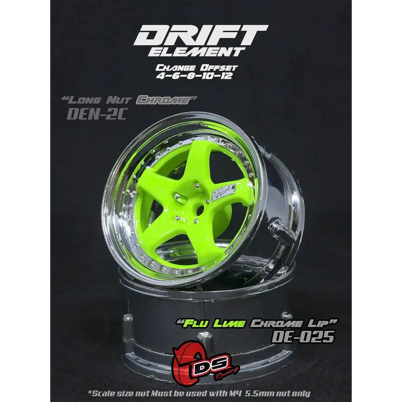 Jantes réglables Drift Elements Vert Fluo/Chrome/