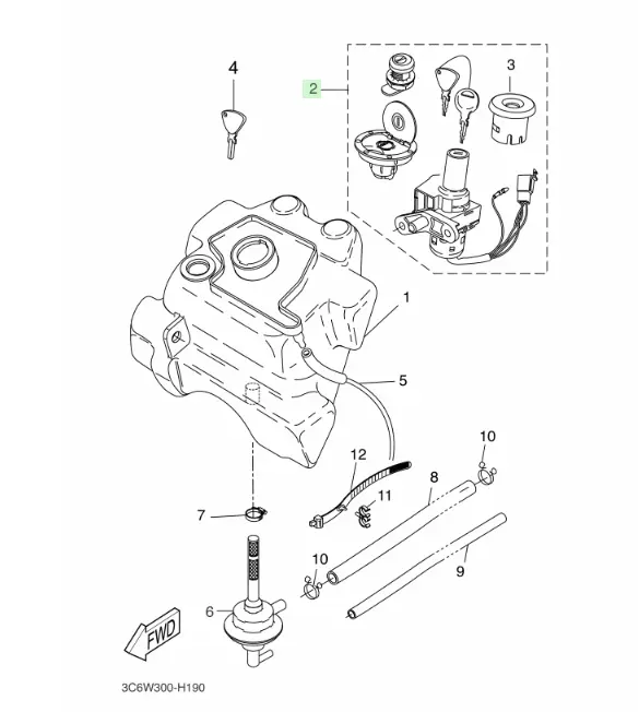 JEU DE CLEF COMPLET POUR YQ50 AEROX YAMAHA