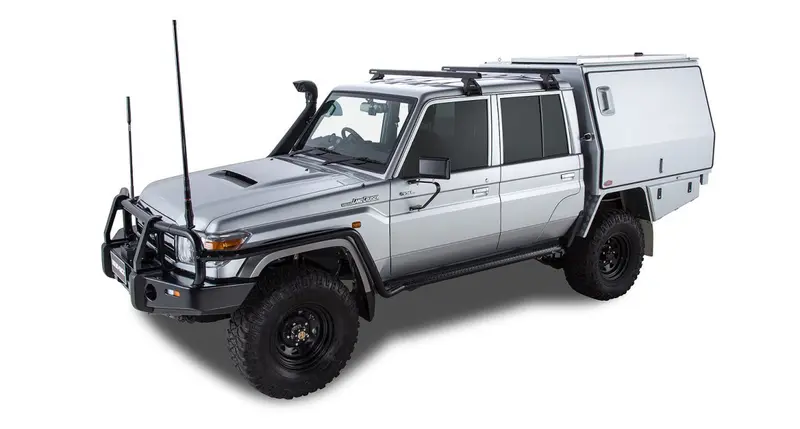 Kit 2 barres de toit noire Heavy Duty 1500mm avec pieds RL110 Toyota Land Cruiser série 79 2007+ - RHINO-RACK