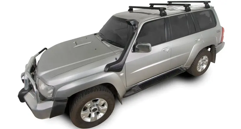 Kit 3 barres de toit noire 1375mm Heavy Duty RL110 Trackmount Nissan Patrol GU Y61 1997-2017 - RHINO-RACK