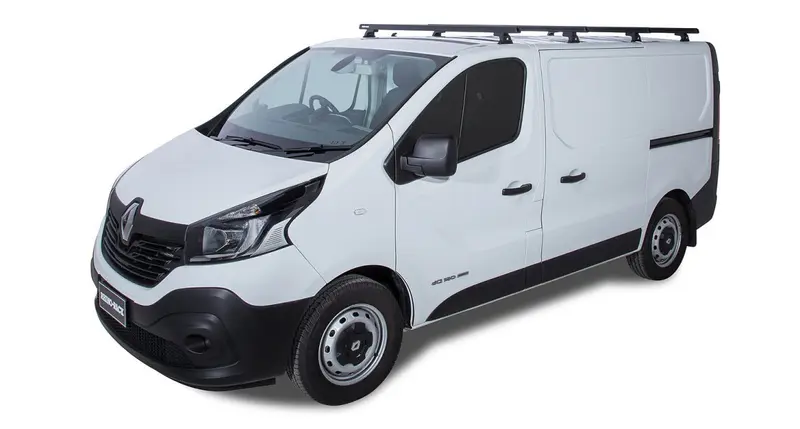 Kit 4 barres de toit noire 1650mm Heavy Duty avec pieds RLT600 Renault Trafic X82 2015+ - RHINO-RACK