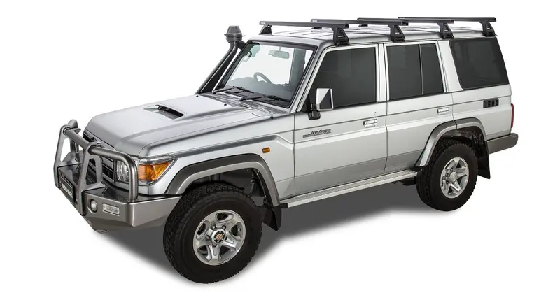 Kit 4 barres de toit noire Heavy Duty 1500mm avec pieds RL150 Toyota Land Cruiser série 76 2007+ - RHINO-RACK