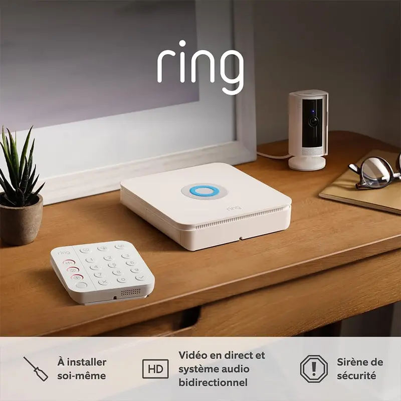 Kit Ring Alarm XL + caméra intérieure + sirène extérieure | Alarme maison sans fil connectée, système de sécurité | Abonnement Ring Home à souscrire séparément