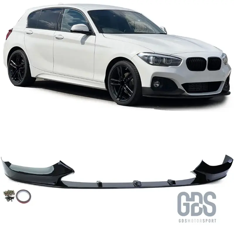 Lame M Performance pour Pare-choc Avant Pack M BMW Série 1 F20 F21 Phase 2 LCI Noir Brillant