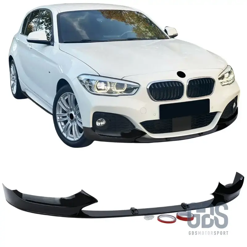 Lame M Performance V1 pour Pare-choc Avant Pack M BMW Série 1 F20 F21 Phase 2 LCI Noir Brillant