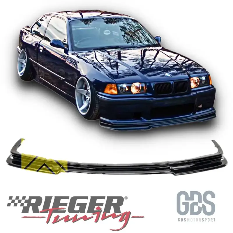 Lame style M3 GT club sport pour pare choc avant look M3 BMW E36 Noir Brillant (Rieger)