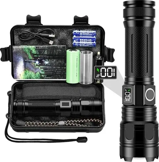 Lampe de poche LED Akdomart XHM70.2 20.000 Lumens Noir - Nouvelle Outlet