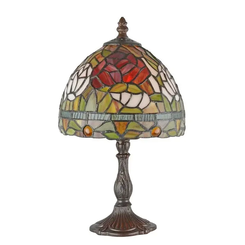 Lampe de table Tiffany en vitrail orange rouge - Nouveau Outlet