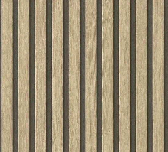 Lattenwand Behang 3D Effect Zwart Bruin - Nieuw Outlet