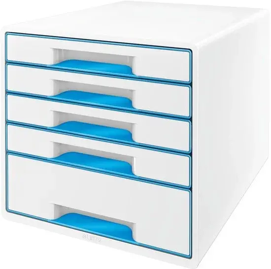 Leitz WOW Cube Bloc 5 tiroirs Bleu Blanc - Neuf Outlet