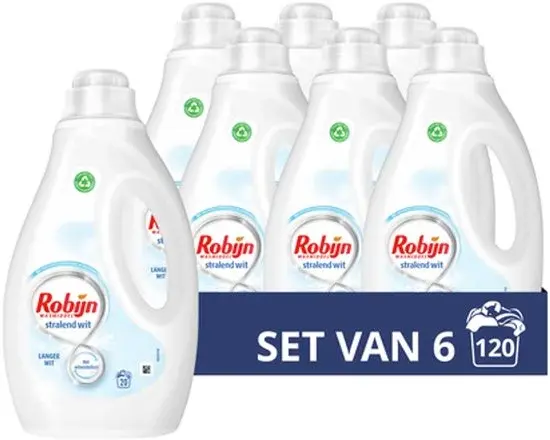 Lessive Liquide Robijn Éclat Blanc 6 x 20 - Nouvelle Arrivée Outlet