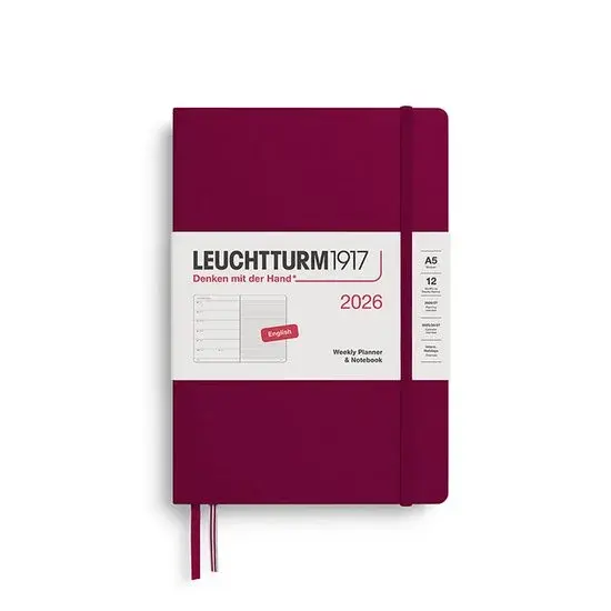 Leuchtturm1917 Agenda 2026 A5 Rouge cerise - Nouveau Outlet