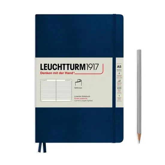 Leuchtturm1917 Cahier A5 ligné bleu marine Softcover - Nouvelle Promo