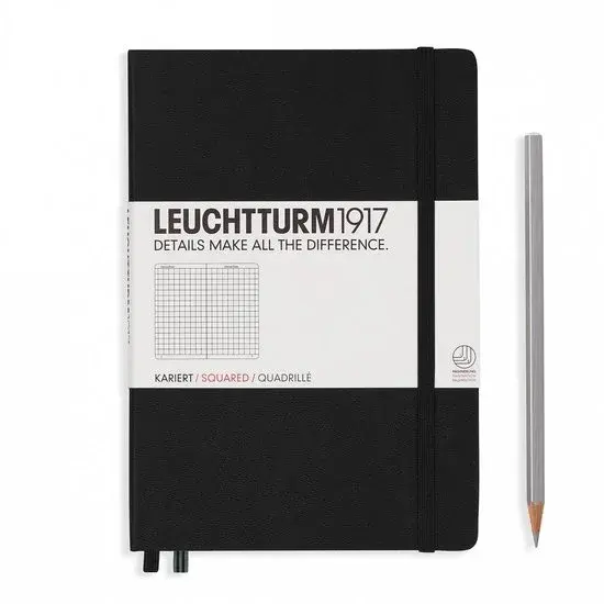 Leuchtturm1917 Carnet Noir Moyen Quadrillé - Nouveau Outlet
