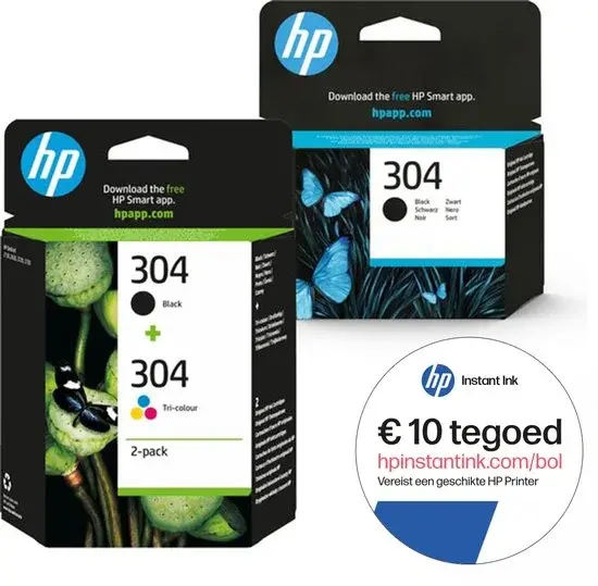 Lot de 3 cartouches d'encre HP 304 couleur et 2 noires | Neuves