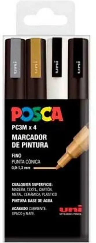 Lot de 4 marqueurs POSCA PC-3M GSWB | Neuf