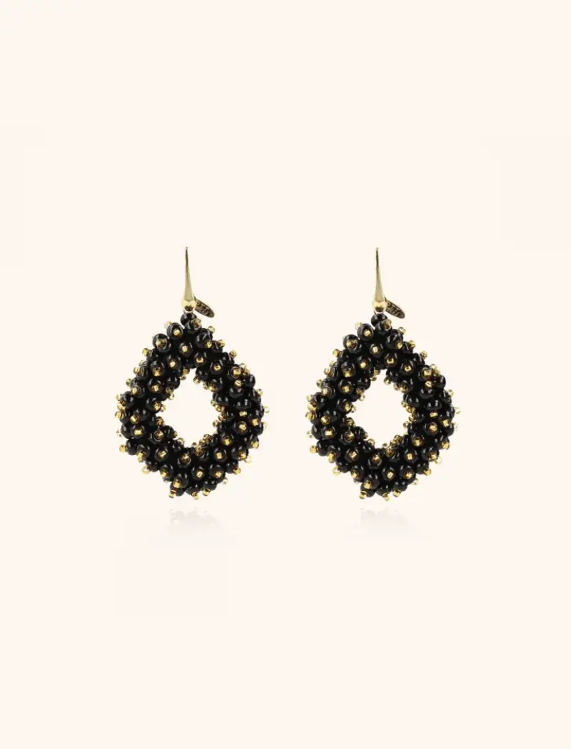 LOTT. gioielli Boucles d'oreilles Holly Black Double Stones Glassberry L - Neuf Outlet
