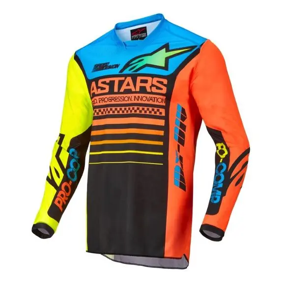 MAILLOT ALPINESTARS RACER COMPASS NOIR JAUNE FLUO CORAL