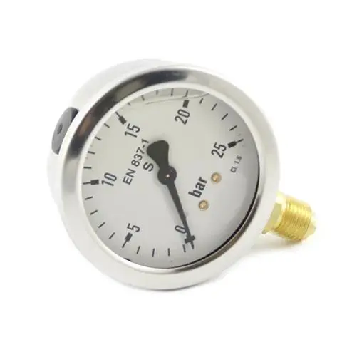 Manomètre glycérine 0-25 bar Ø63 mm 1/4'' bas inox (sans logo)