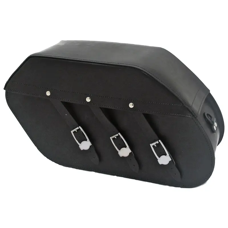 MCS Ensemble de sacoches de moto en cuir rigide renforcé à boucles multiples, 40 L