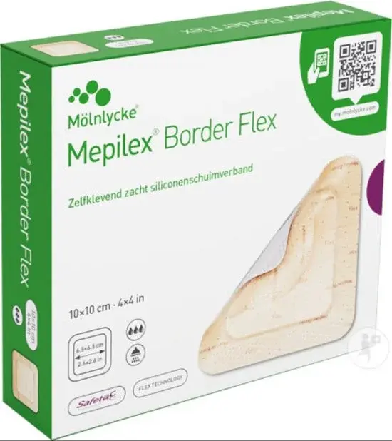 Mepilex Bordure Flex 10 x 10 cm Auto-adhésif | Pansement en mousse de silicone | Nouveau