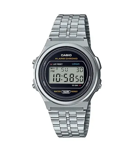 Montre-bracelet Casio Vintage Iconic A171WE-1AEF 37 mm argentée | Neuve