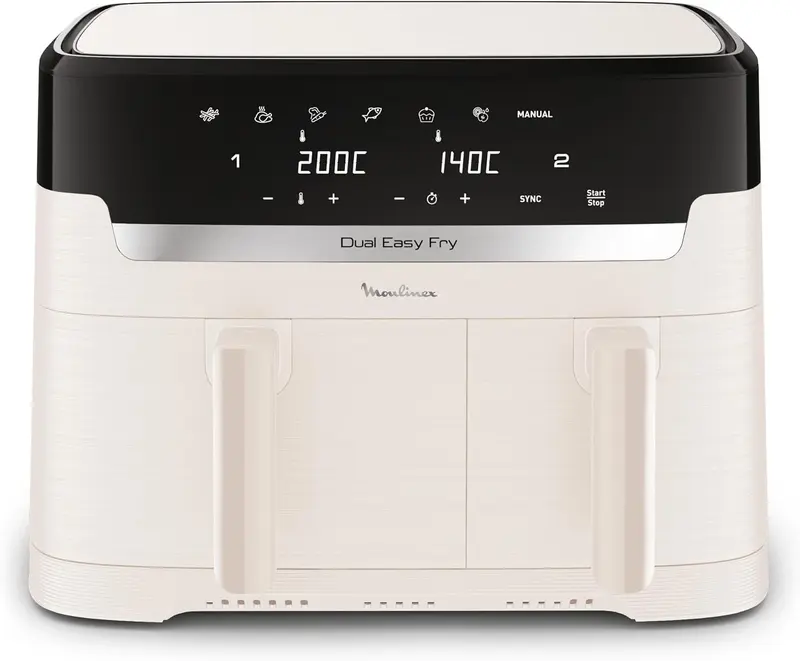 Moulinex Easy fry Collection Ivoire, 8L, Jusqu'à 8 personnes, 6 Programmes intuitifs, Air Fryer, Repas complet, synchronisation, Économie d'énergie, Application dédiée, EZ901AF0