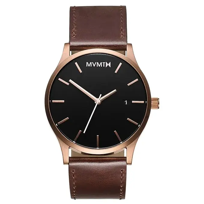 MVMT Rose Gold Case Herenhorloge Leren Band - Gebruikt