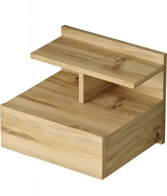 Nachtkastje Zwevend Hout Eiken 40x32x35,6cm - Nieuw Outlet