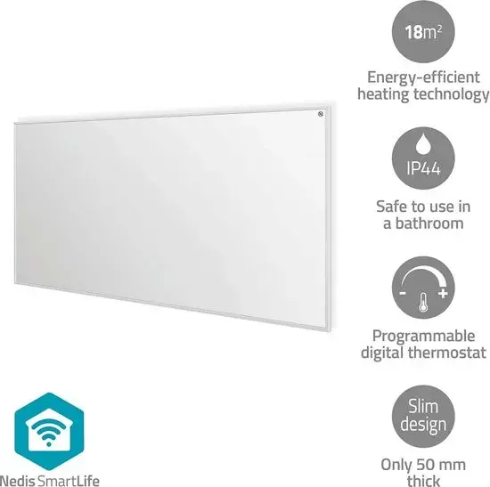 Nedis SmartLife Infraroodverwarming 700W Wit - Nieuw